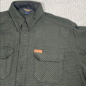 John Rich & Bros Wool Blend Flannel Shirt Long Sleeve Button Up Green Plaid XL